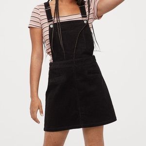 NWT H&M Black Corduroy Overall Dress